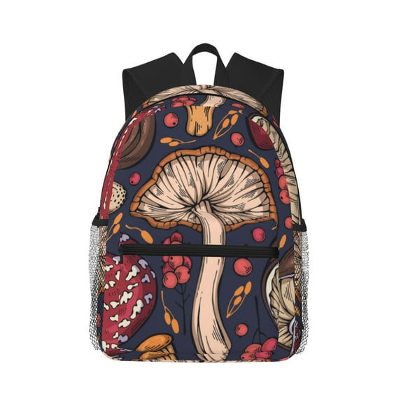Lsque Forest Wild Mushroom Classic Casual Backpack - Large Capacity Water-Resistant Backpack for School, Work, Travel, and Outdoor Activities