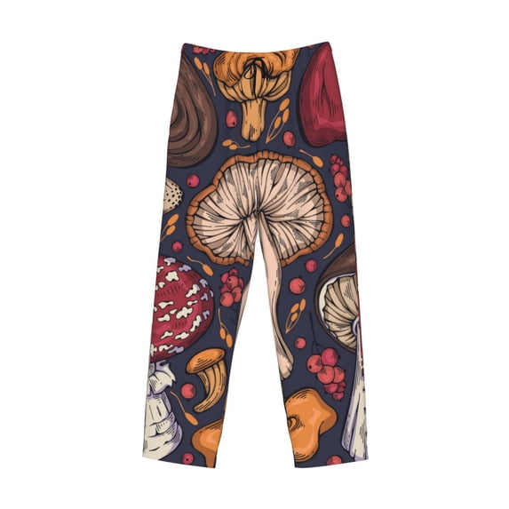 Lsque Forest Wild Mushroom Print Men's Pajama Pants, Lounge Pant - Comfortable Home Wear,Elastic Waistband, Stylish Design-Small