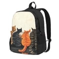 thumbnail image 1 of Lsque Four Cats Watching Rain Pattern Adult Backpack – Durable & Lightweight PU Canvas Storage Bag , 15” Laptop Compartment, and Multiple Pockets, 1 of 7