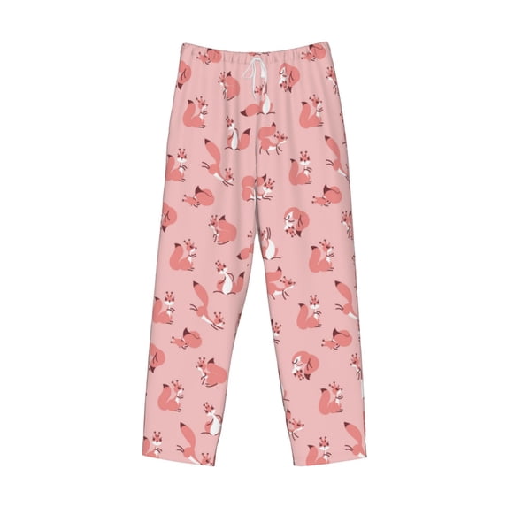 Lsque Fox Print Men's Pajama Pants, Lounge Pant - Comfortable Home Wear,Elastic Waistband, Stylish Design-XX-Large