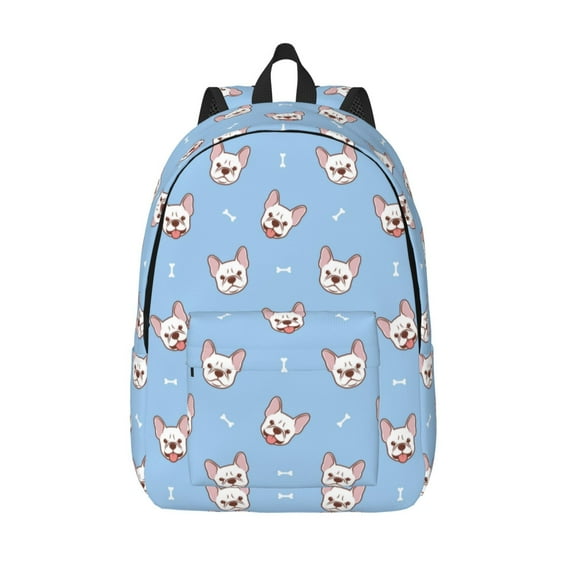 Lsque French Bulldog Head Pattern Canvas Daypack, Durable Backpack, High-quality Versatile Backpack,Vintage Compact Backpack-Small
