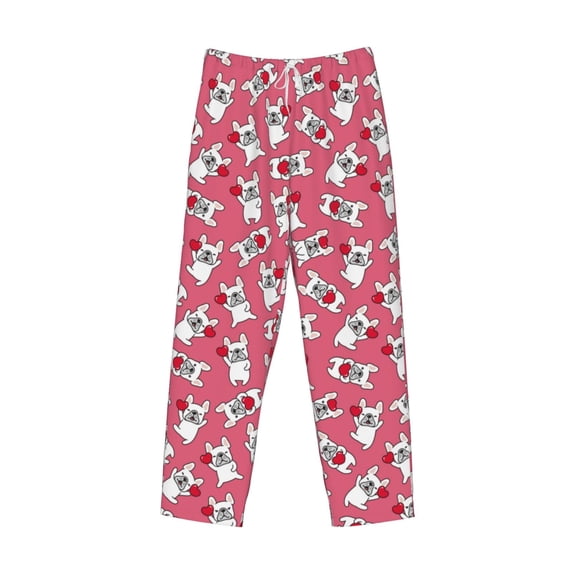 Lsque French Bulldog Print Men's Pajama Pants, Lounge Pant - Comfortable Home Wear,Elastic Waistband, Stylish Design-Medium