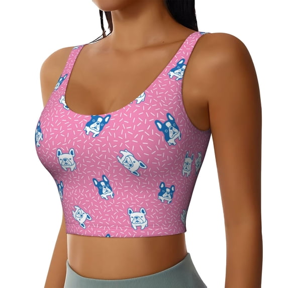 Lsque French Bulldog Printed Women'S Sports Bra, Compression, Moisture Wicking, High-Impact Sports Bra For Women,Supportive sports bra-Small