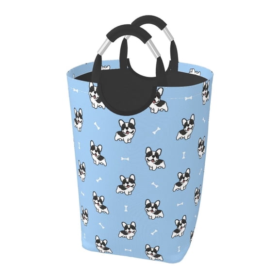 Lsque French Bulldog Puppy Laundry Basket, Laundry Hamper, Dirty Clothes Hamper for Laundry, Collapsible, Waterproof Laundry Baskets with Aluminum Handles for Laundry, Dorm, Family