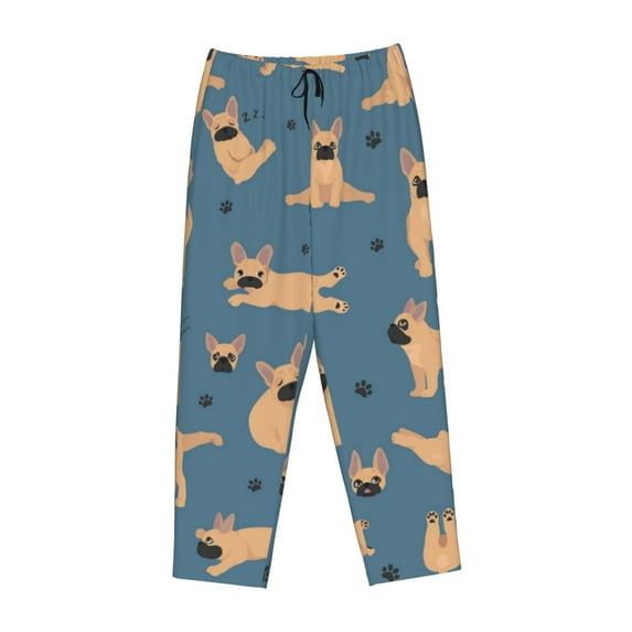 Lsque French Bulldog Yoga Print Women's Pajama Pants, Lounge Pant - Comfortable Home Wear,Elastic Waistband, Stylish Design-Small