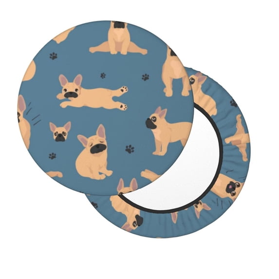 Lsque French Bulldog Yoga Round Bar chair cushion covers Velvet Fabric Premium Comfort Protects from Scratches and Stains for 14-17 Inch Chair- 12 inch