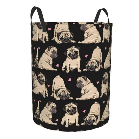 Lsque French Bulldog pattern Laundry Hamper Basket, Tall Woven Rope Hamper Basket for Clothes, Lightweight Storage Basket, Collapsible Waterproof-Medium