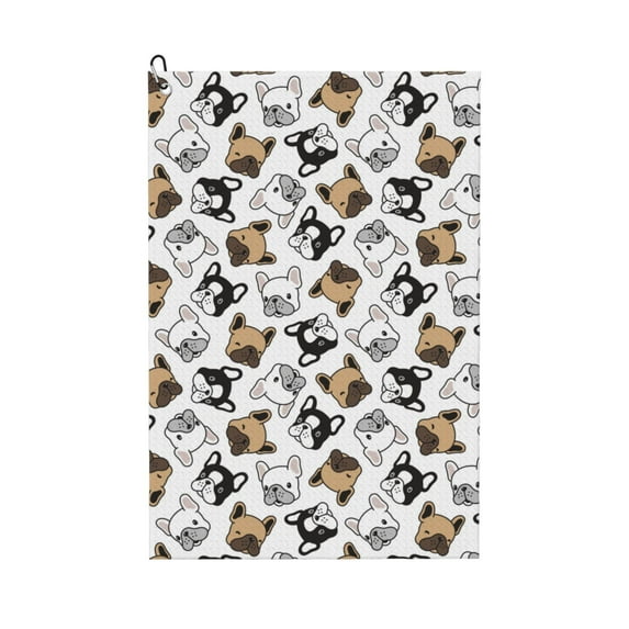 Lsque French Bulldog3 Premium Golf Towel - Ultra Absorbent and Quick Drying Microfiber Towel with Carabiner - Gift for Men -24" X 16"