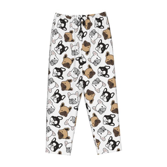 Lsque French Bulldog3 Print Women's Pajama Pants, Lounge Pant - Comfortable Home Wear,Elastic Waistband, Stylish Design-Small