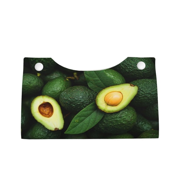 Lsque Fresh Avocados Printed Long Tissue Box Cover Holder, Facial Paper Organizer Dispenser,Triangle with Bottom Belt, PVC Leather Decorative Organizer