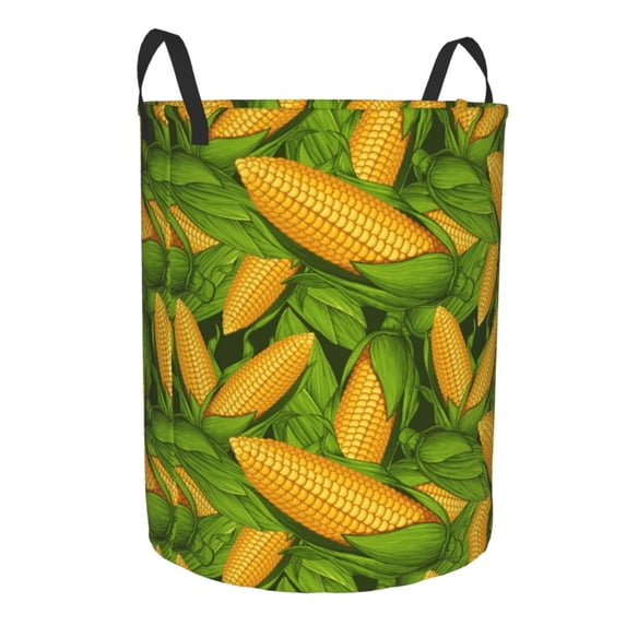 Lsque Fresh Corn 1 pattern Laundry Hamper Basket, Tall Woven Rope Hamper Basket for Clothes, Lightweight Storage Basket, Collapsible Waterproof-Small