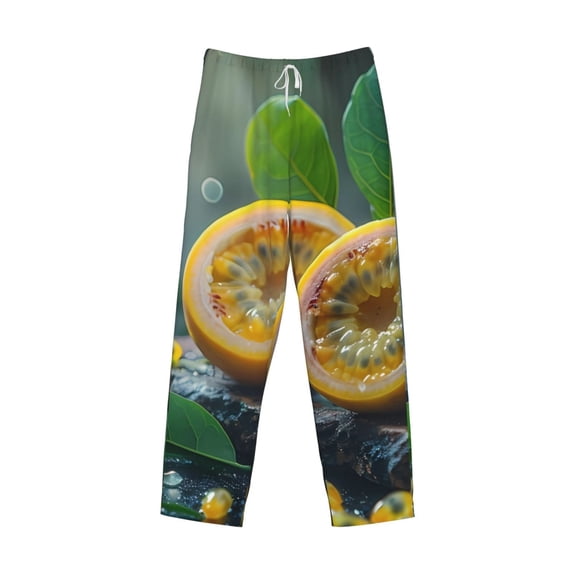 Lsque Fresh Passion Fruit Still Life Print Men's Pajama Pants, Lounge Pant - Comfortable Home Wear,Elastic Waistband, Stylish Design-Medium