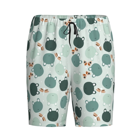 Lsque Frog And Dragonflies Mens Sleep Pajama Shorts,Short Pajama Pants, Cotton Ultra-Soft Knit-XX-Large