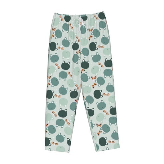 Lsque Frog And Dragonflies Print Women's Pajama Pants, Lounge Pant - Comfortable Home Wear,Elastic Waistband, Stylish Design-X-Large