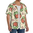 thumbnail image 1 of Lsque Frog Hold Strawberry print Men's Cuban Collar Short Sleeve Shirt Summer Beachwear Casual Button Down Fashionable Vacation Leisure Shirt-Medium, 1 of 7