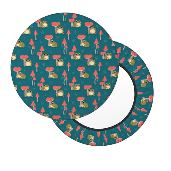 Lsque Frog and Mushrooms Round Bar chair cushion covers Velvet Fabric Premium Comfort Protects from Scratches and Stains for 14-17 Inch Chair- 12 inch