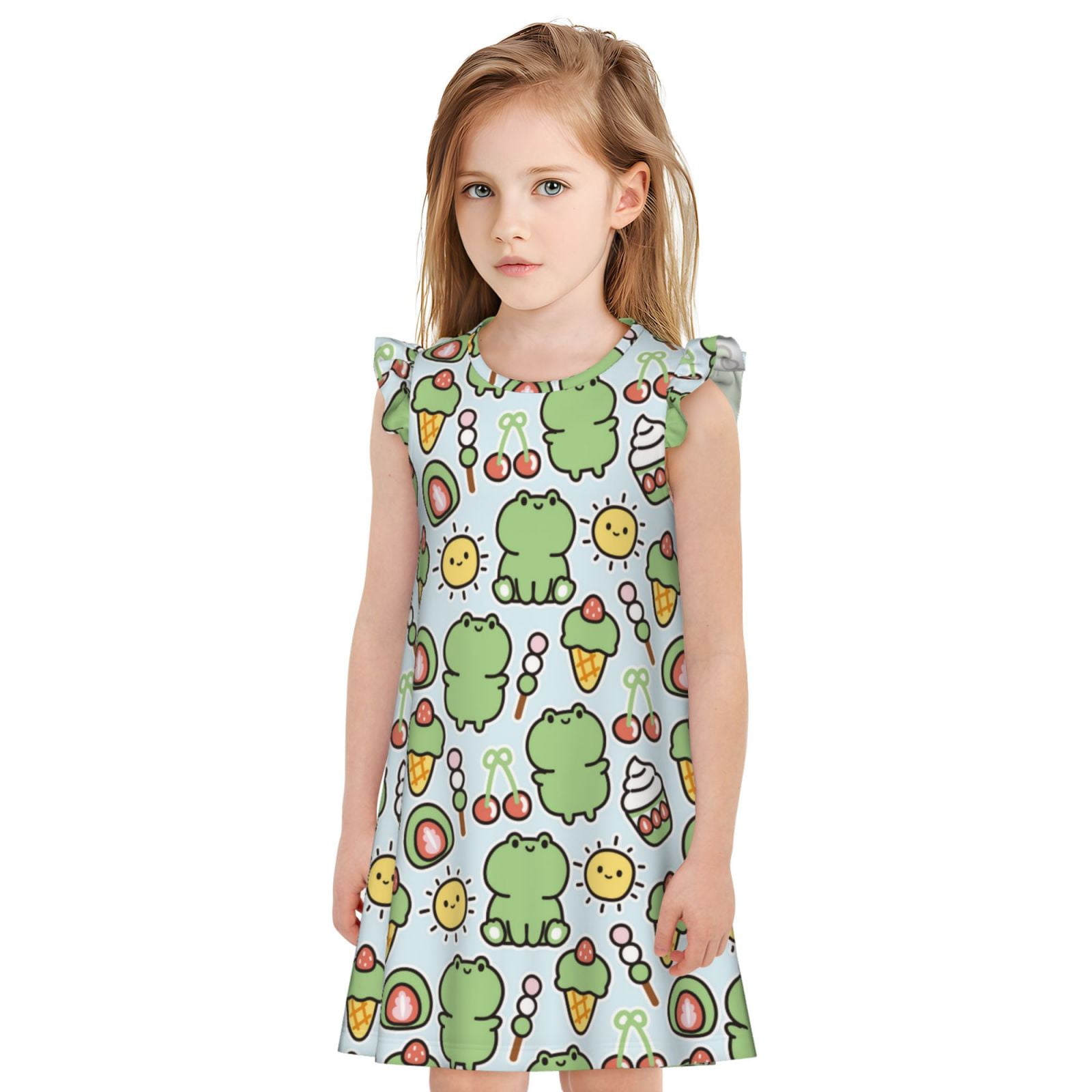 Lsque Frog With Sweet Printed Girls' Nightgown, Soft & Cute Pajamas for