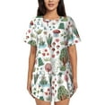 thumbnail image 1 of Lsque Frog and Forest Plants Women's Short-Sleeved Pajama Set - 2 Piece Soft and Lightweight Sleepwear Set-3X-Large, 1 of 9
