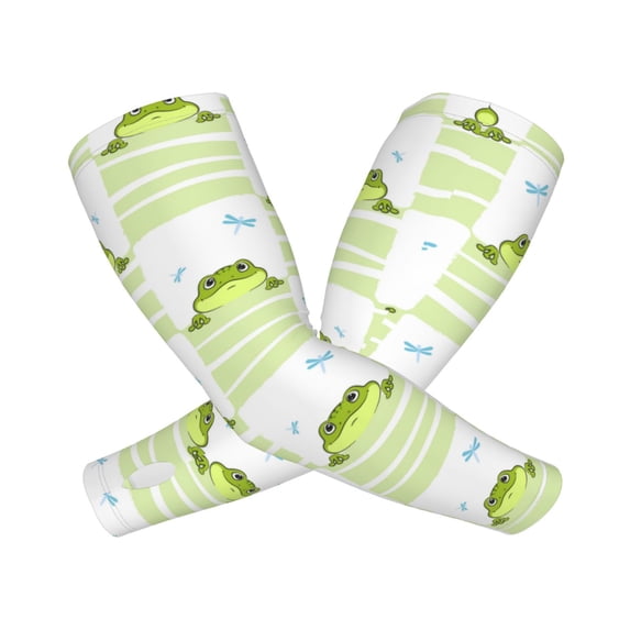 Lsque Frogs and Dragonflies Cooling Arm Sleeves for Men & Women -Compression Sleeves to Cover Arms for Working,Sun Sleeves for UV Protection,Breathable, Moisture-Wicking