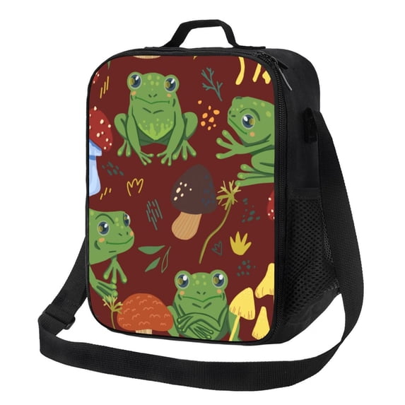 Lsque Frogs and Mushrooms Lunch Bag Lunch Box for Women Men Reusable Insulated Lunch Tote Bag,Leakproof Thermal Cooler Sack Food Handbags Case High Capacity