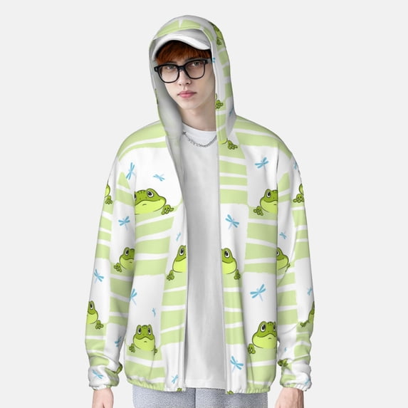Lsque Frogs and Dragonflies UPF 50+ Lightweight Sun Protection Men's Women's Long Sleeve Shirt, Hoodie Performance -Small