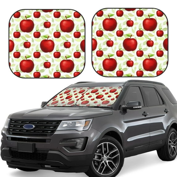 Lsque Fruit Apples 2 PCS Windshield Sun Shade | CarFoldable Window Covers | Car Accessories Reflect UV for Universal Cars SUV Truck | Large