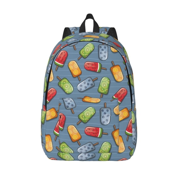 Lsque Fruit Ice Cream Pattern Canvas Daypack, Durable Backpack, High-quality Versatile Backpack,Vintage Compact Backpack-Small