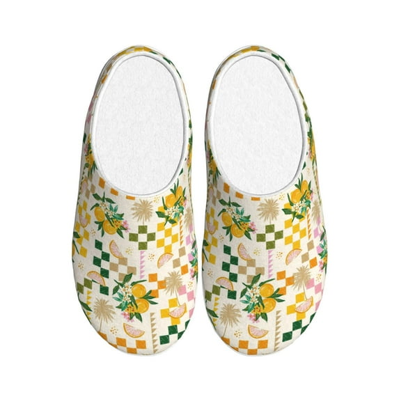 Lsque Fruit Pattern Womens Comfort Cotton on Scuff With Memory Foam and Anti-skid Sole Slipper-42/43