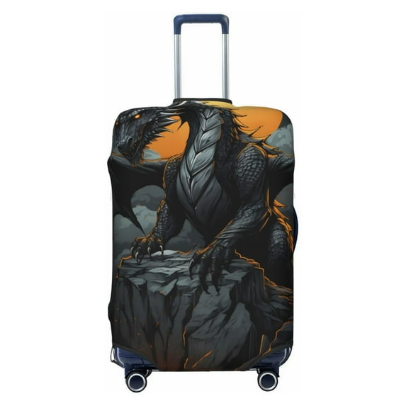 Lsque Full Moon Black Dragon Printed Luggage Cover, Travel Luggage Protector,Scratch and Dirt Resistant, Fits 18-32 Inch Luggage - Small
