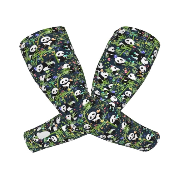 Lsque Fun Panda Playing With Bamboo Leaves Cooling Arm Sleeves for Men & Women -Compression Sleeves to Cover Arms for Working,Sun Sleeves for UV Protection,Breathable, Moisture-Wicking