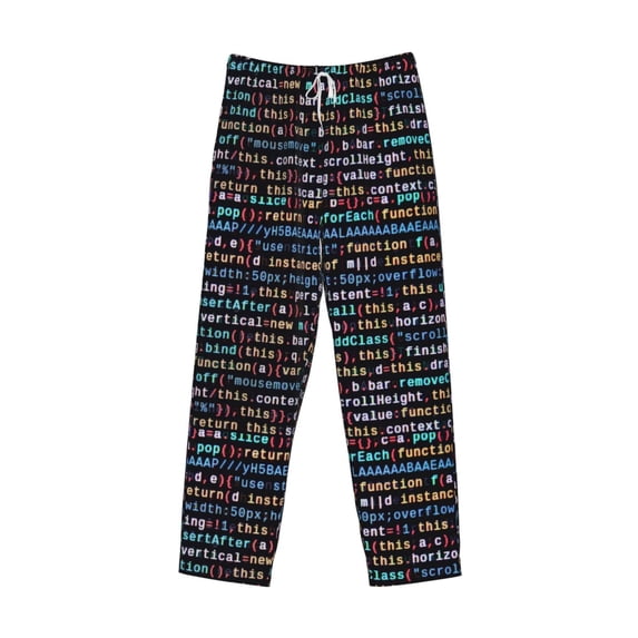 Lsque Function Source Code1 Print Men's Pajama Pants, Lounge Pant - Comfortable Home Wear,Elastic Waistband, Stylish Design-Large