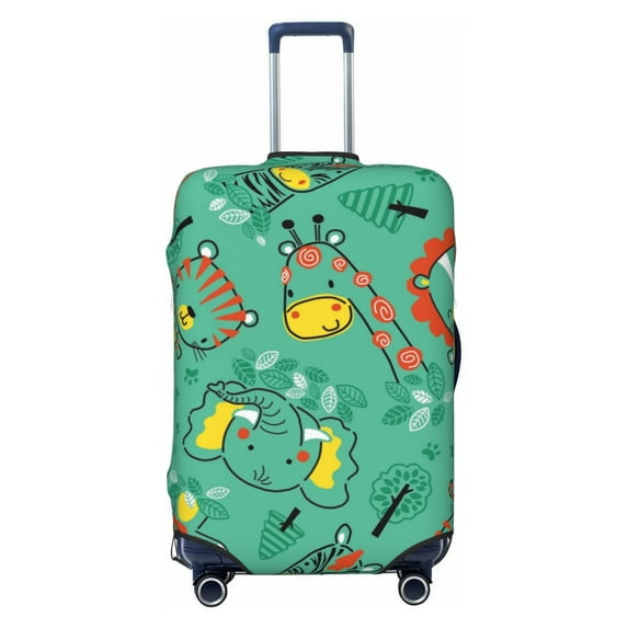Lsque Funny Animals in Jungle Printed Luggage Cover, Travel Luggage Protector,Scratch and Dirt Resistant, Fits 18-32 Inch Luggage - Large