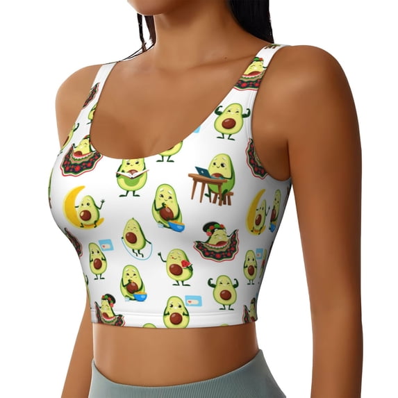 Lsque Funny Avocado In Mexican Clothes Printed Women'S Sports Bra, Compression, Moisture Wicking, High-Impact Sports Bra For Women,Supportive sports bra-X-Large