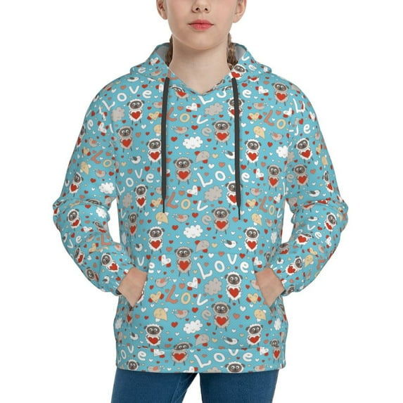 Lsque Funny Cartoon Animals Patten Youth Hoodie Sweatshirt Pullover with Kangaroo Pocket Boys and Girls Hoodie Warm Hoodie for Kids-X-Large