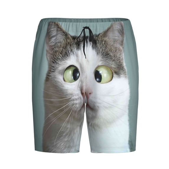 Lsque Funny Cat Mens Sleep Pajama Shorts,Short Pajama Pants, Cotton Ultra-Soft Knit-4X-Large