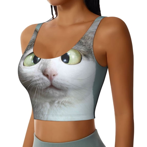 Lsque Funny Cat Printed Women'S Sports Bra, Compression, Moisture Wicking, High-Impact Sports Bra For Women,Supportive sports bra-Small