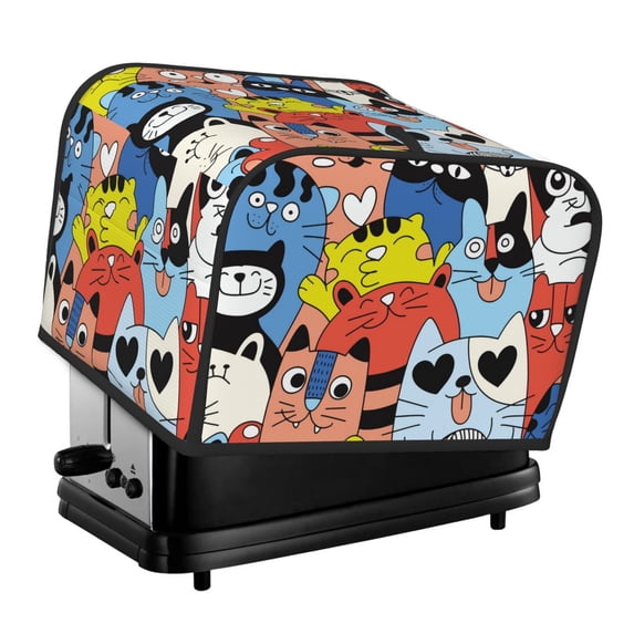 Lsque Funny Cats Print 4 Slice Toaster Cover , Kitchen Appliance Dustproof Protector , Toaster Protector Dustproof Kitchen Appliance Cover