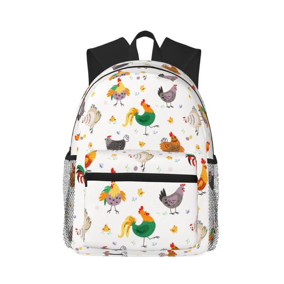 Lsque Funny Chicken Classic Casual Backpack - Large Capacity Water-Resistant Backpack for School, Work, Travel, and Outdoor Activities