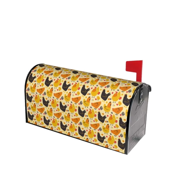 Lsque Funny Chicken Mailbox Cover Standard Size ,Magnetic Mailbox Covers Post Wraps Letter Box Cover -25.5x21 in
