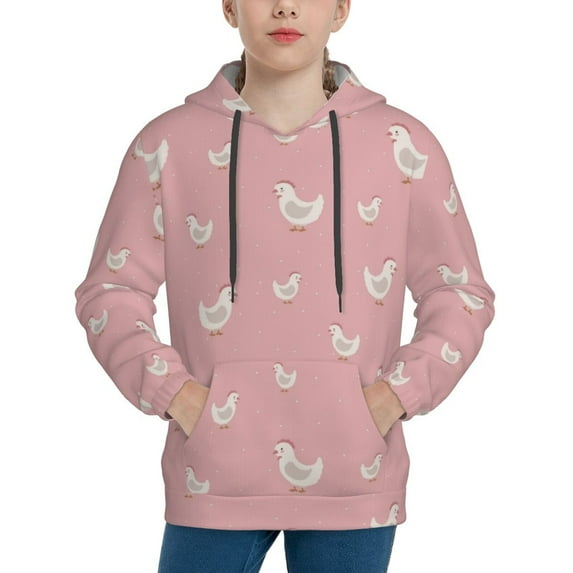 Lsque Funny Chicken Patten Youth Hoodie Sweatshirt Pullover with Kangaroo Pocket Boys and Girls Hoodie Warm Hoodie for Kids-Large