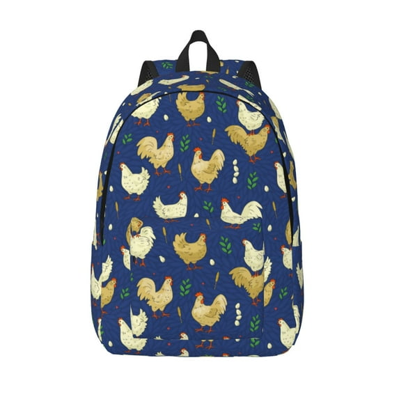 Lsque Funny Chicken Pattern Canvas Daypack, Durable Backpack, High-quality Versatile Backpack,Vintage Compact Backpack-Medium