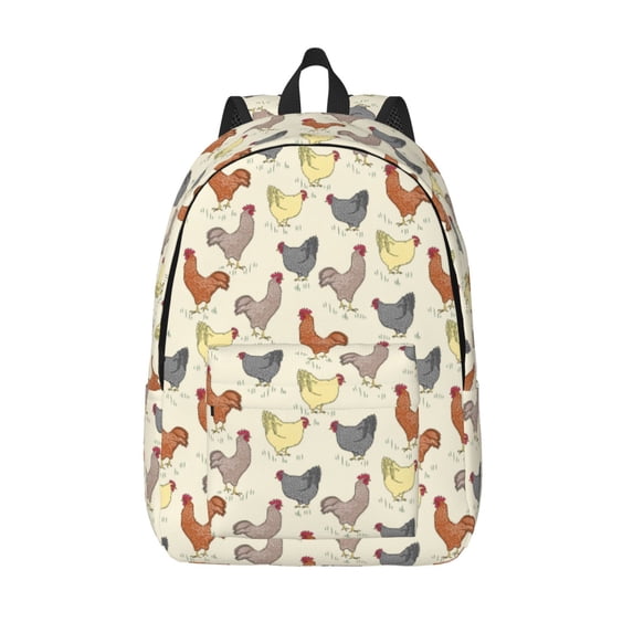 Lsque Funny Chicken Pattern Canvas Daypack, Durable Backpack, High-quality Versatile Backpack,Vintage Compact Backpack-Small