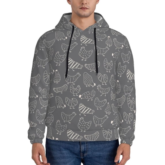 Lsque Funny Chicken Pattern Casual Men's Hoodie,Hooded Sweatshirt with Kangaroo Pocket,Pullover Hoodie-3X-Large