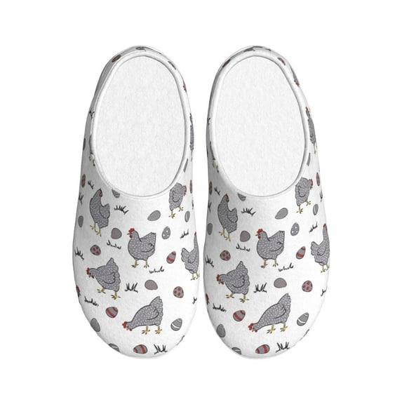 Lsque Funny Chicken Pattern Womens Comfort Cotton on Scuff With Memory Foam and Anti-skid Sole Slipper-39/40