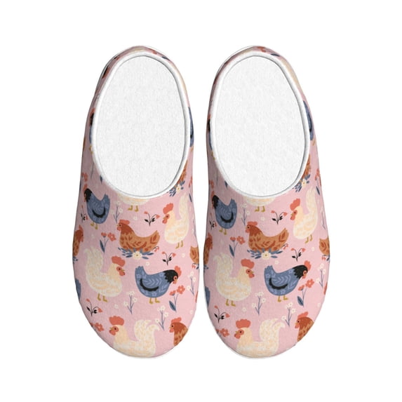 Lsque Funny Chicken Pattern Womens Comfort Cotton on Scuff With Memory Foam and Anti-skid Sole Slipper-42/43