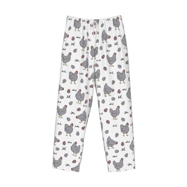 Lsque Funny Chicken Print Men's Pajama Pants, Lounge Pant - Comfortable Home Wear,Elastic Waistband, Stylish Design-Small