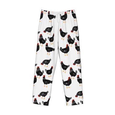 Lsque Funny Chicken Print Men's Pajama Pants, Lounge Pant - Comfortable Home Wear,Elastic Waistband, Stylish Design-Small