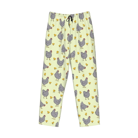 Lsque Funny Chicken Print Men's Pajama Pants, Lounge Pant - Comfortable Home Wear,Elastic Waistband, Stylish Design-Small