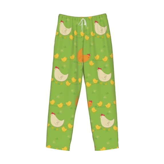 Lsque Funny Chicken Print Men's Pajama Pants, Lounge Pant - Comfortable Home Wear,Elastic Waistband, Stylish Design-X-Large
