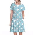 thumbnail image 1 of Lsque Funny Chicken Print Women's Casual Dress T-Shirt Summer Short Sleeve Scoop Neck Swing Dresses, 1 of 6